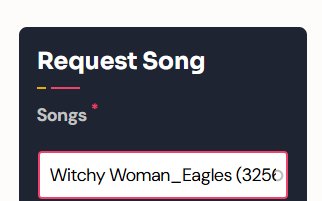 A jam page in Jamming Junction with the song list, singers, and the Request Song panel.
